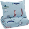 image:imageSignature Design by Ashley McAllen Contemporary Airplane amp Helicopter Design Twin Quilt with One Pillow Sham Set Blue Red Green