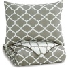 image:imageSignature Design by Ashley Media Modern Geometric Design Reversible Twin Comforter with One Pillow Sham Set Gray White