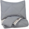 image:imageSignature Design by Ashley Rhey Contemporary Diamond Quilting amp Striped Design Reversible Twin Comforter with One Sham Set Gray Beige Brown