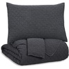 image:imageSignature Design by Ashley Ryter Modern Stitched Diamond Design Queen Coverlet with Two Shams Set GrayCharcoal