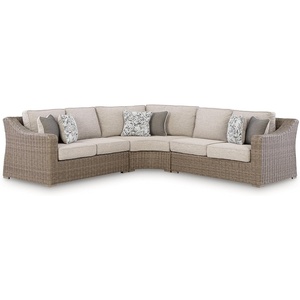 image:imageSignature Design by Ashley 3Seat Outdoor Patio Couch Handwoven WickerLight Brown