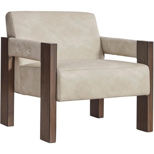 image:imageSignature Design by Ashley Adlanlock Modern Faux Leather Accent ChairBeige  Dark Brown