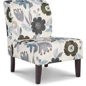 image:imageSignature Design by Ashley Armless Accent Chair Ivory amp Blue FloralWhite Floral