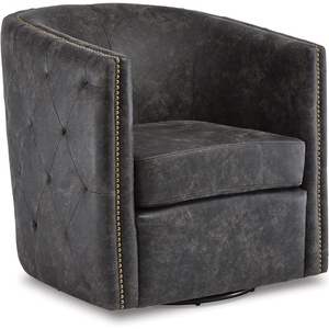 image:imageSignature Design by Ashley Brentlow Swivel Barrel Accent Chair GraniteDistressed Black