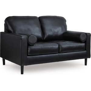 image:imageSignature Design by Ashley Bryceview Modern Tufted Chaise Lounge No Assembly Required Combination of Leather and Faux Leather Indoor Relaxation Black 42 WLoveseat