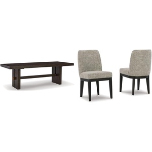 image:imageSignature Design by Ashley Burkhaus Traditional Rectangle Extension Dining Room Table Dark Brown amp Burkhaus Traditional Upholstered Dining Chair Set of 2 Dark Brown