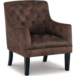 image:imageSignature Design by Ashley Drakelle Traditional Accent Chair with Diamond Button Tufting Attached Cushions Fabric Upholstery 205 Seat Height Dark BrownDark Brown