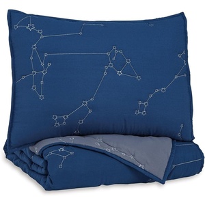 image:imageSignature Design by Ashley Ekin Contemporary Constellation Design Reversible Twin Comforter with One Sham Set Blue Gray