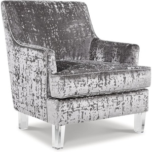image:imageSignature Design by Ashley Gloriann Crushed Velvet Glam Accent Chair with Acrylic Legs Charcoal GrayLight Gray