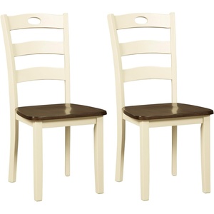 image:imageSignature Design by Ashley Ladder Back Dining Chairs Set of 2 CreamBrownCream  Brown