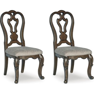 image:imageSignature Design by Ashley Maylee Dining Room Arm Chair Set of 2Dark Brown  Light Gray