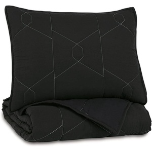 image:imageSignature Design by Ashley Meliora Contemporary Geometric Pattern Reversible Twin Comforter with One Sham Set Black White Gray