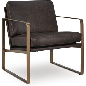 image:imageSignature Design by Ashley Modern Leather Accent Chair Dark Brown amp Gold