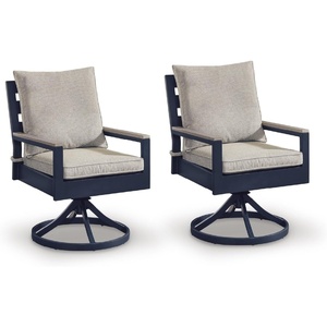 image:imageSignature Design by Ashley Outdoor Swivel Dining Chair Set of 2 Navy
