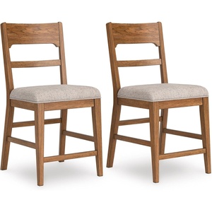 image:imageSignature Design by Ashley Rustic Counter Height Bar Stool Set of 2 BeigeLight Brown  Beige