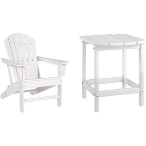 image:imageSignature Design by Ashley Sundown Treasure Outdoor Patio HDPE Weather Resistant Adirondack Chair White and End Table WhiteWhite