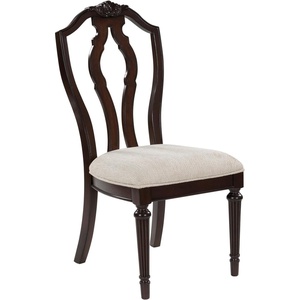 image:imageSignature Design by Ashley Traditional Upholstered Side Chairs Dining Chairs Set of 2 Hardwood and Engineered Wood Frame with Cherry Brown Finish Ideal for Formal Dining Rooms Tan