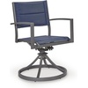 image:imageSignature Design By Ashley Point Bonita Swivel Outdoor Chair 360Degree Motion Aluminum Frame With Padded Sling Seat For Patio Or Porch AllWeather GrayBlue Set of 2