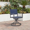image:imageSignature Design By Ashley Point Bonita Swivel Outdoor Chair 360Degree Motion Aluminum Frame With Padded Sling Seat For Patio Or Porch AllWeather GrayBlue Set of 2