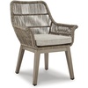 image:imageSignature Design by Ashley Beach Front Casual Outdoor Arm Chair with AllWeather Cushion Set of 2 Resin Wicker with Aluminum Frame 185 Seat Height BeigeArm Chair Set