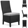 image:imageSignature Design by Ashley Beachcroft Casual Nuvella Weather Resistant Fabric Armless Outdoor Side Chair with Cushion Set of 2 Light Gray amp BlackLight Gray  Black