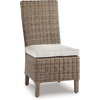 image:imageSignature Design by Ashley Beachcroft Casual Nuvella Weather Resistant Fabric Armless Outdoor Side Chair with Cushion Set of 2 Light Gray amp BlackNatural