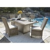 image:imageSignature Design by Ashley Beachcroft Casual Nuvella Weather Resistant Fabric Armless Outdoor Side Chair with Cushion Set of 2 Light Gray amp BlackNatural