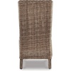 image:imageSignature Design by Ashley Beachcroft Casual Nuvella Weather Resistant Fabric Armless Outdoor Side Chair with Cushion Set of 2 Light Gray amp BlackNatural