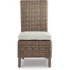 image:imageSignature Design by Ashley Beachcroft Casual Nuvella Weather Resistant Fabric Armless Outdoor Side Chair with Cushion Set of 2 Light Gray amp BlackNatural