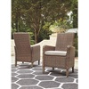 image:imageSignature Design by Ashley Beachcroft Casual Nuvella Weather Resistant Fabric Armless Outdoor Side Chair with Cushion Set of 2 Light Gray amp BlackNatural