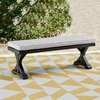 image:imageSignature Design by Ashley Beachcroft Casual Nuvella Weather Resistant Fabric Outdoor Bench with Cushion Light Gray amp BlackBlack