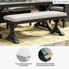 image:imageSignature Design by Ashley Beachcroft Casual Nuvella Weather Resistant Fabric Outdoor Bench with Cushion Light Gray amp BlackBlack