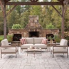 image:imageSignature Design by Ashley Big Creek Cove Contemporary Outdoor LoveseatChairsTables Set with Cushion and 2 Throw Pillows Set of 5 Beige