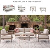 image:imageSignature Design by Ashley Big Creek Cove Contemporary Outdoor LoveseatChairsTables Set with Cushion and 2 Throw Pillows Set of 5 Beige