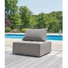 image:imageSignature Design by Ashley Bree Zee Contemporary Nuvella Weather Resistant Fabric Tufted Armless Outdoor Lounge Chair with Cushion and PVC Cover GrayFloor Chair