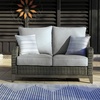 image:imageSignature Design by Ashley Elite Park Outdoor Bench with Foam Cushion Nuvella Weather Resistant Fabric Rust Free Aluminum Frame 54 W x 17 D x 165 H GrayLoveseat