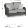 image:imageSignature Design by Ashley Elite Park Outdoor Bench with Foam Cushion Nuvella Weather Resistant Fabric Rust Free Aluminum Frame 54 W x 17 D x 165 H GrayLoveseat