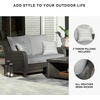 image:imageSignature Design by Ashley Elite Park Outdoor Bench with Foam Cushion Nuvella Weather Resistant Fabric Rust Free Aluminum Frame 54 W x 17 D x 165 H GrayLoveseat