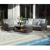 image:imageSignature Design by Ashley Elite Park Outdoor Bench with Foam Cushion Nuvella Weather Resistant Fabric Rust Free Aluminum Frame 54 W x 17 D x 165 H GrayLoveseat