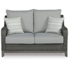 image:imageSignature Design by Ashley Elite Park Outdoor Bench with Foam Cushion Nuvella Weather Resistant Fabric Rust Free Aluminum Frame 54 W x 17 D x 165 H GrayLoveseat