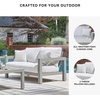 image:imageSignature Design by Ashley Moonlight View Contemporary Nuvella Weather Resistant Fabric Outdoor Chaise Lounge with Zippered Removable Cushions and Throw Pillows Light Gray amp BeigeOutdoor Loveseat with Cushion