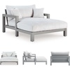 image:imageSignature Design by Ashley Moonlight View Contemporary Nuvella Weather Resistant Fabric Outdoor Chaise Lounge with Zippered Removable Cushions and Throw Pillows Light Gray amp BeigeOutdoor Chaise Lounge with Cushion