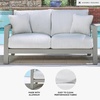 image:imageSignature Design by Ashley Moonlight View Contemporary Nuvella Weather Resistant Fabric Outdoor Chaise Lounge with Zippered Removable Cushions and Throw Pillows Light Gray amp BeigeOutdoor Loveseat with Cushion