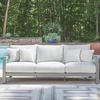 image:imageSignature Design by Ashley Moonlight View Contemporary Nuvella Weather Resistant Fabric Outdoor Chaise Lounge with Zippered Removable Cushions and Throw Pillows Light Gray amp BeigeOutdoor Sofa with Cushion