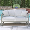 image:imageSignature Design by Ashley Moonlight View Contemporary Nuvella Weather Resistant Fabric Outdoor Chaise Lounge with Zippered Removable Cushions and Throw Pillows Light Gray amp BeigeOutdoor Loveseat with Cushion