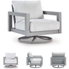 image:imageSignature Design by Ashley Moonlight View Contemporary Nuvella Weather Resistant Fabric Outdoor Chaise Lounge with Zippered Removable Cushions and Throw Pillows Light Gray amp BeigeOutdoor Swivel Chair with Cushion