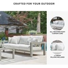 image:imageSignature Design by Ashley Moonlight View Contemporary Nuvella Weather Resistant Fabric Outdoor Chaise Lounge with Zippered Removable Cushions and Throw Pillows Light Gray amp BeigeOutdoor Sofa with Cushion