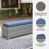image:imageSignature Design by Ashley Naples Beach Casual Outdoor Bench with Cushion Nuvella Weather Resistant Fabric Light Gray amp BlueBench