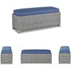 image:imageSignature Design by Ashley Naples Beach Casual Outdoor Bench with Cushion Nuvella Weather Resistant Fabric Light Gray amp BlueBench