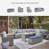 image:imageSignature Design by Ashley Naples Beach Casual Outdoor Bench with Cushion Nuvella Weather Resistant Fabric Light Gray amp BlueBench